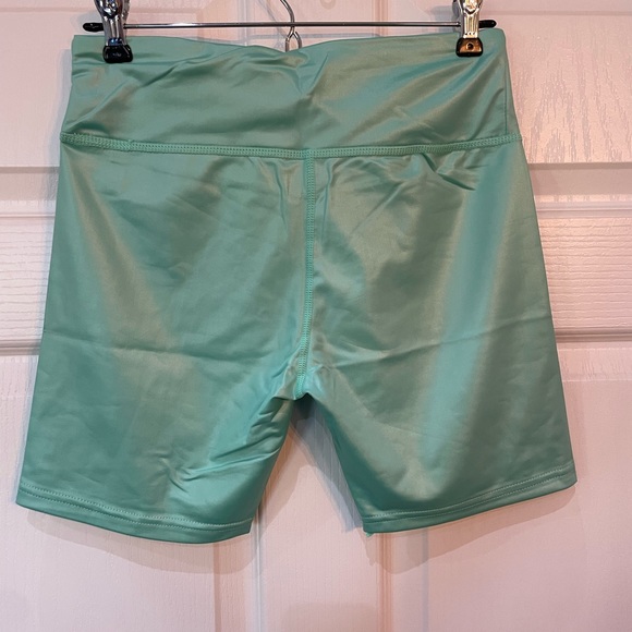Kimberly C Womens Shiny Neon Mint Biker Short - Picture 2 of 5